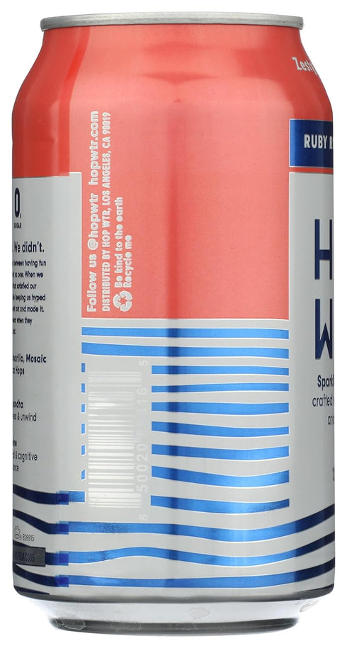 12 Pack, 12 oz HOP WTR Sparkling Hop Water, Ruby Red Grapefruit Sugar Free, Low Carb Non Alcoholic Drinks, NA Beer