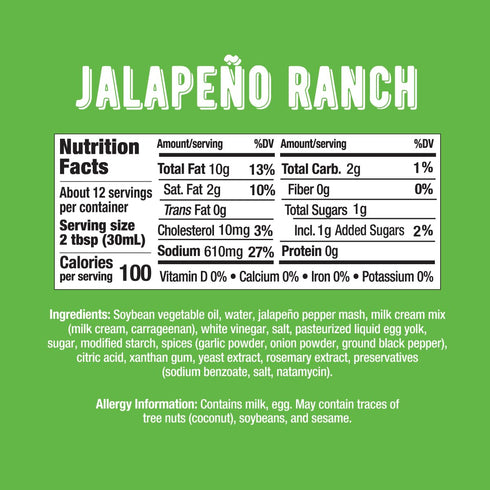12 oz, 1 Pack Melindas Jalapeo Ranch - - Spicy Ranch Sauce, Hot Creamy Sauce With Jalapeo Peppers - Perfect for Wings