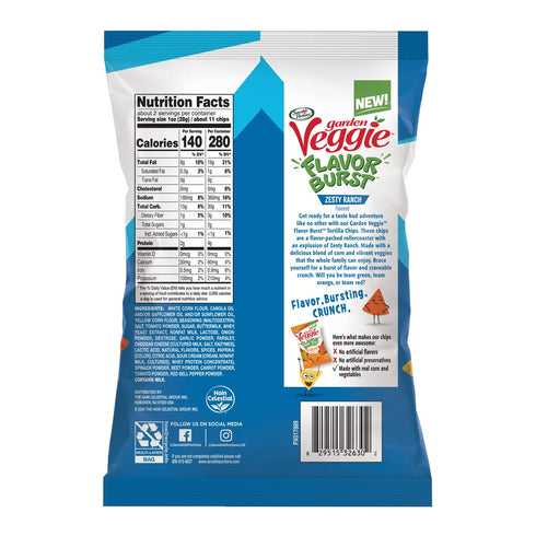 2 Oz (Pack 12) Sensible Portions Garden Veggie Flavor Burst Tortilla Chips, Ranch