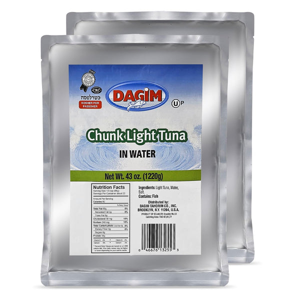 Dagim Chunk Light Tuna in Water 43 oz Tuna Fish Pouch Kosher Certified