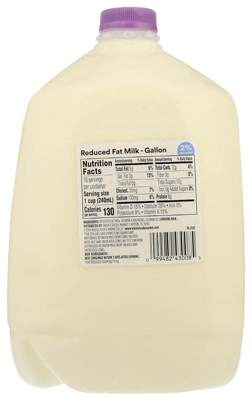 365 by Whole Foods Market 2% 128 oz , Reduced Fat Milk, fl