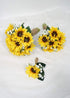 SweetHomeDeco (Yellow-6''W Silk Sunflower Baby's Breath Mixed Wedding Bridal Bridesmaid Bouquet Boutonniere for All