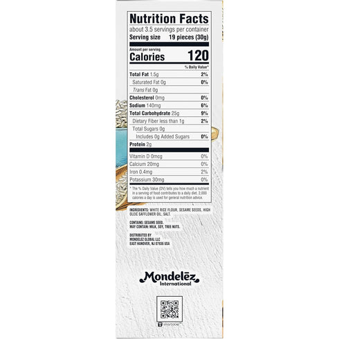 6-3.5 oz Good Thins Sesame Rice Snacks Gluten Free Crackers, Bulk Snack Crackers, Boxes