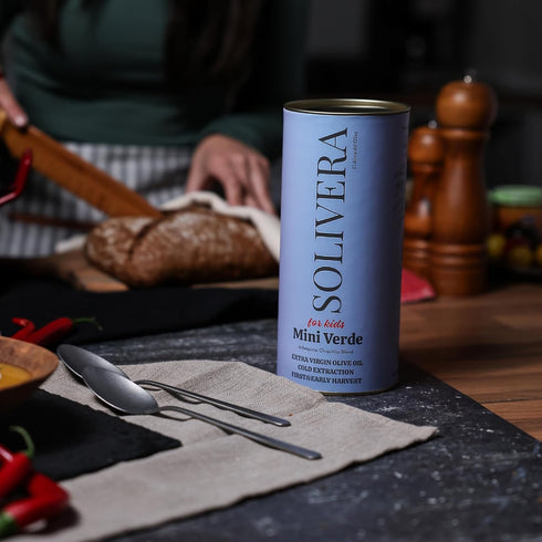 300+ 16.8 oz. Solivera Mini Verde Extra Virgin Olive Oil Cold Pressed, High Polyphenols, Baby-Friendly Blend, Smooth