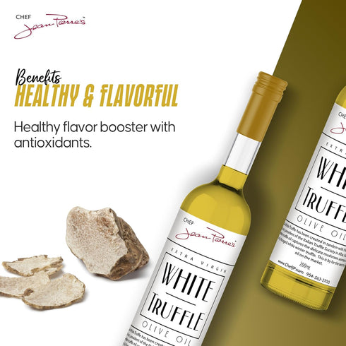 200ml (7oz) Chef Jean Pierre's Extra Virgin White Truffle Olive Oil - Glass Bottle - Naturally Infused with Sweet