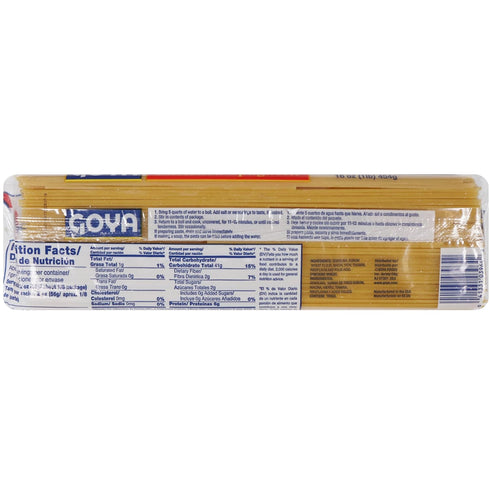 Pack 2 (16 oz Goya Spaghetti Pasta, of Bags) Enriched Durum Wheat Noodles for Classic Italian Dishes, Latin-Inspired