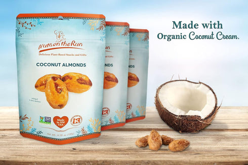4.75oz (PACK 3 Coconut Almonds - Vegan, Kosher, Gluten-free, GMO-free - OF BAGS), Satisfaction Guarantee, Vegan