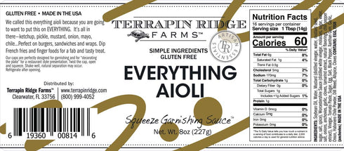 Terrapin Ridge Farms Everything Aioli Garnishing Sauce - 8 Ounce Squeeze Bottle