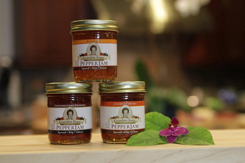 Grandma Jones' Originals PEPPER JAM Pack "Spice Up My Chicken" Pepper Jelly Three
