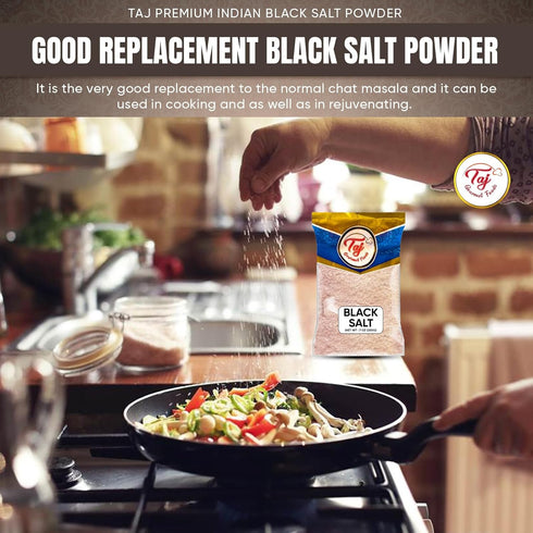 TAJ Gourmet Foods 7-Ounce (200g) TAJ Black Salt Powder | Kala Namak | Vegan & Gluten Friendly, GMO Free