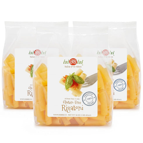 isiBisi Gluten-Free Rigatoni Pasta, 3-Pack - Artisanal Corn and Rice Noodles -