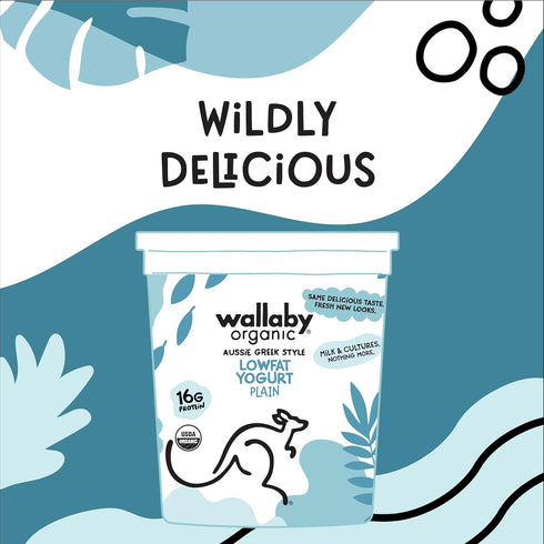 32 oz. Wallaby Organic Aussie Greek Whole Milk Yogurt, Vanilla Bean, USDA Organic