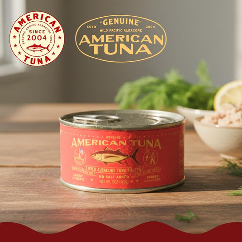 Albacore (6) 5 American Tuna Sushi-grade Wild Tuna Fish - No Salt Added, Wild Caught, MSC Certified, and Pole Caught |