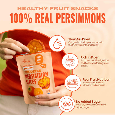 Persimmon 16 Oz, Pack 2 Persimmons Whitney Jordan Naturals Air-Dried Slices of - Dried Fruit Snack Made from Real - No