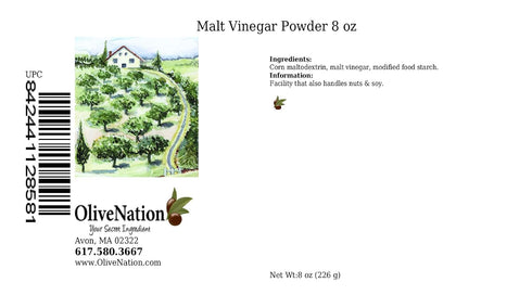 8 OliveNation Powdered Malt Vinegar, Tangy Seasoning for Cooking, Baking, Dressings, Dusting Flavor, Non-GMO, Gluten