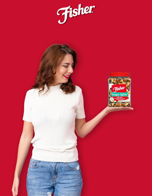 38 oz (Pack 1), Fisher Snack Hunger Fighter Bulk Trail Mix, of Peanuts, Almonds, Dried Sweetened Cranberries and Soy
