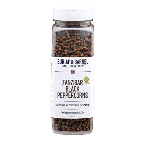 Burlap & Barrel Zanzibar Black Peppercorns Award-Winning, Vine-Ripened Whole Peppercorns with Bright,