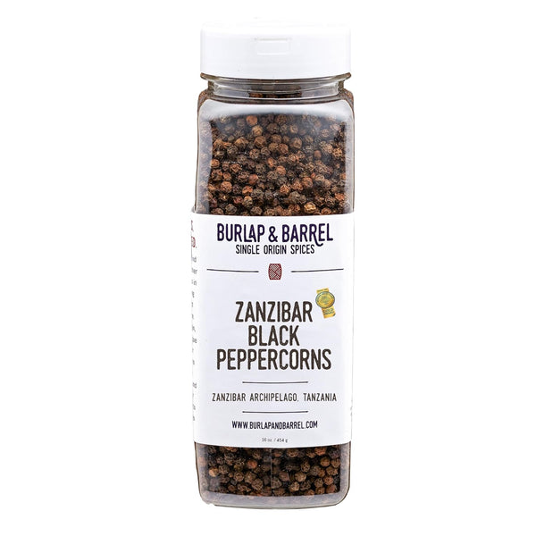 Burlap & Barrel Zanzibar Black Peppercorns Award-Winning, Vine-Ripened Whole Peppercorns with Bright,