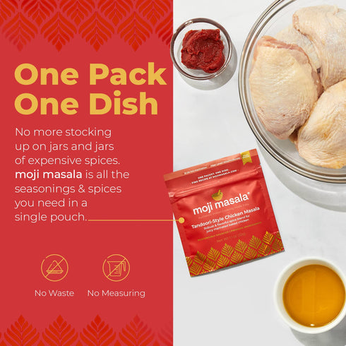 Moji Masala Indian Spice Kits – Tandoori Chicken Masala Spice Blends – 2-Packs for Authentic Indian Food, Serve 8-10