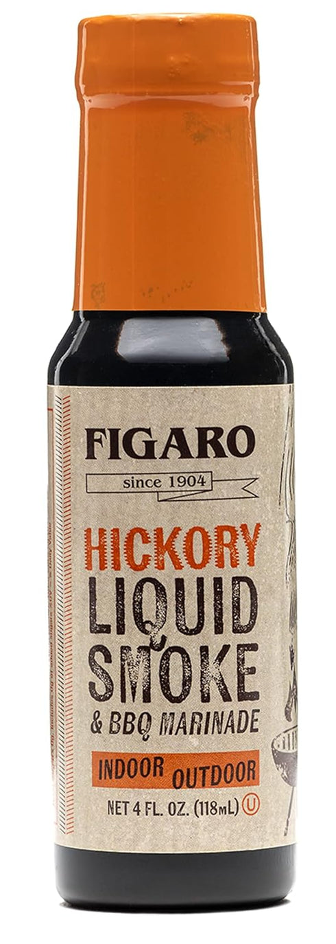 Figaro Louisiana's Hickory Liquid Smoke & BBQ Marinade - 4 Ounce, Slow Roasted Hickory Flavor
