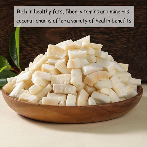 YJJOUUT 10.58oz/300g Freeze Dried Coconut Chunks Thick/No sugar added Dry Coconut Snacks Healthy Dehydrated Fruit