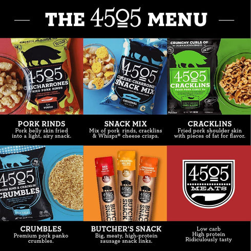 4505 1.1 oz Meats Chicharrones Fried Pork Rinds, Sea Salt