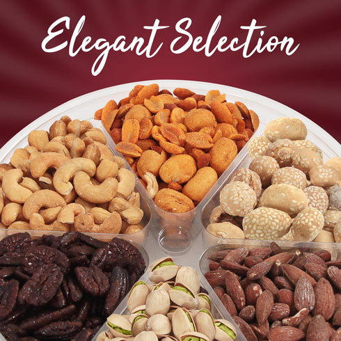 26oz 6 Easter Nut Gift Baskets, Mixed Nut Gift Box of Sectional Platter, Ideal Nut Assortment for Holidays, Birthdays