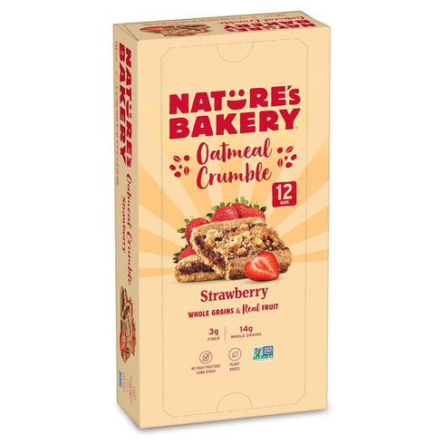 Natures Bakery Oatmeal Crumble Bars, Strawberry, Real Fruit, Vegan, Non-GMO, Breakfast bar,