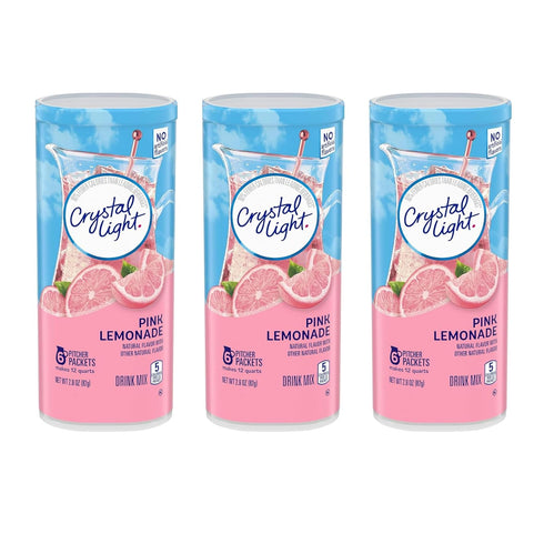 Crystal Light Pink Lemonade Drink Mix, 12-Quart 2.9-Ounce Canister (Pack Of 3)
