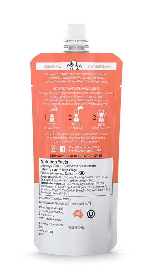 100% 4 (2 Pack) Almond Milk Base - Concentrated Almond Milk from Planut- Whole Nuts - Makes Quarts - Keto-Friendly