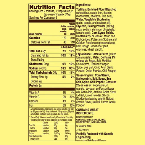 12.5 oz. (Pack 4) Old El Paso Fajita Dinner Kit With Flour Tortillas, Mild Fajita Sauce & Seasoning Mix