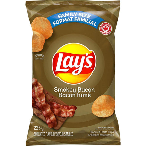235g/ 8.3oz, 2-Pack Lays Smokey Bacon Potato Chips, {Imported from Canada}