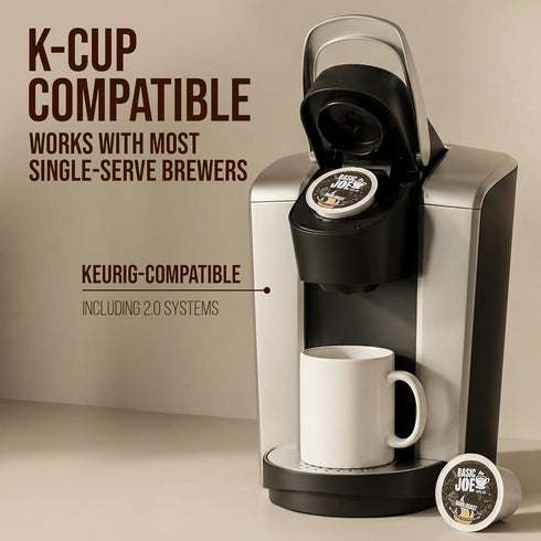 80 Count 100% Basic Joe Dark Roast Coffee Pods - | Bold Single Serve K-Cup Compatible Pods | Arabica | Strong Morning
