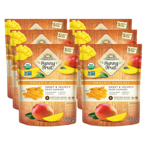 Sunny Fruit Soft Organic Dried Mangoes - 6 Bags (30 Individual Portion