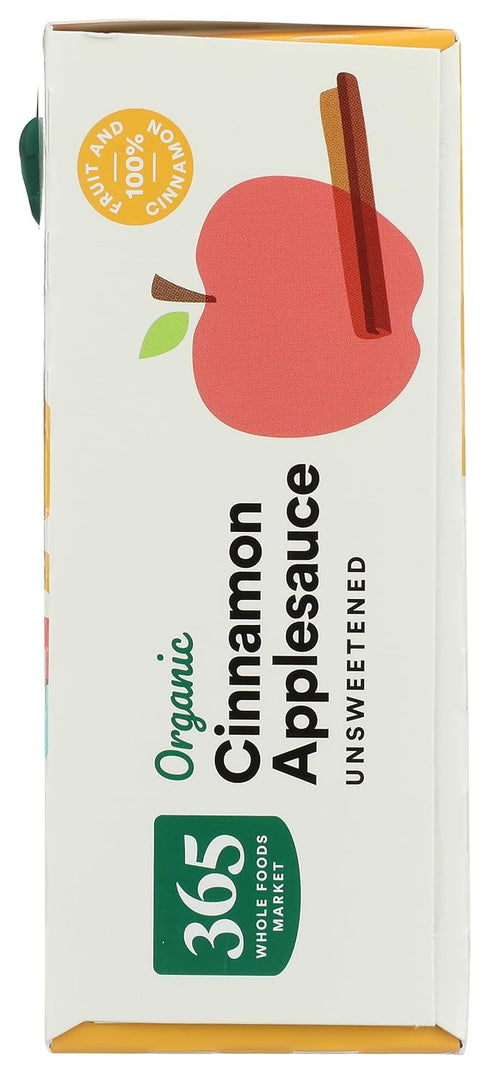 365 3.2 (Pack 4) by Whole Foods Market, Organic Cinnamon Applesauce Pouches, Unsweetened, Ounce