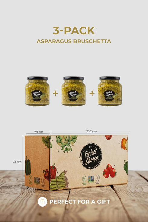 9.9 oz (Pack 3) Perfect Choice Green Asparagus Bruschetta - Delicious Bruschetta Bread Spread - Ready-to-serve Dip