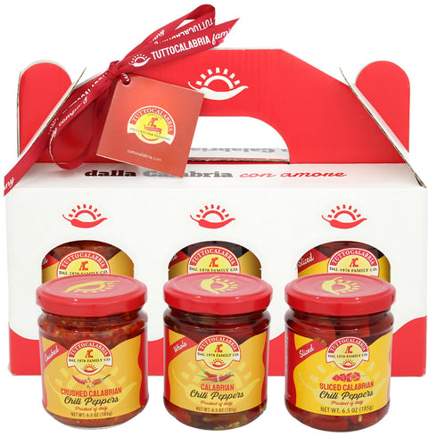 TUTTOCALABRIA Gift Set, Variety 3 Pack, Crushed, Sliced, Calabrian Chili Pepper Gift