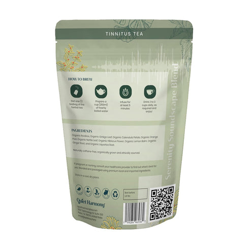 Quiet Harmony 20 Tinnitus Tea Herbal Support for Ringing Ears, Circulation & Calm | Ultra-Premium Caffeine-Free Tea