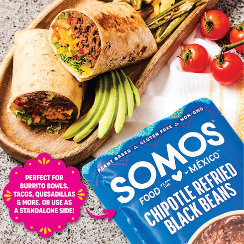 10 Somos Chipotle Refried Black Beans, Ounce