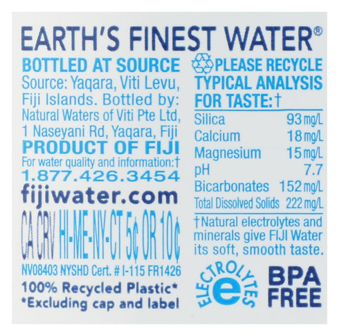 16.9 Oz, 24 Pack Fiji, Water Artesian, Fl