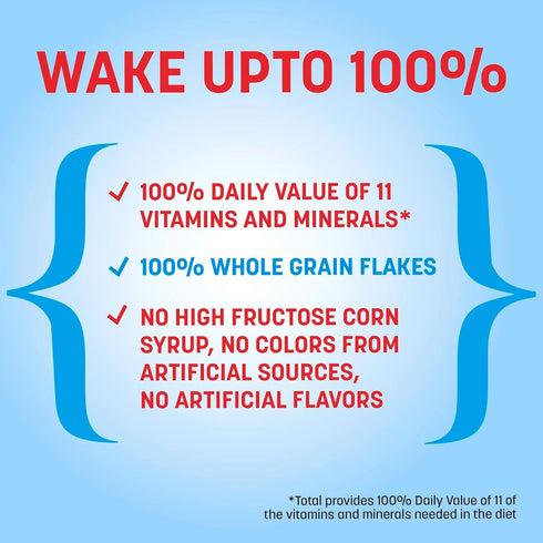 Total 100% 11 16 oz Breakfast Cereal, Daily Value of Vitamins and Minerals, Whole Grain Cereal