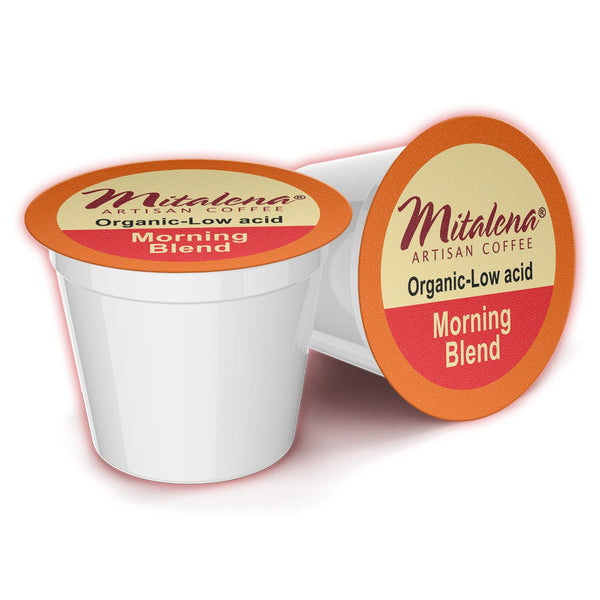 Mitalena Artisan Morning Blend, Low Acid, Medium Roast, Organic Coffee Pods For