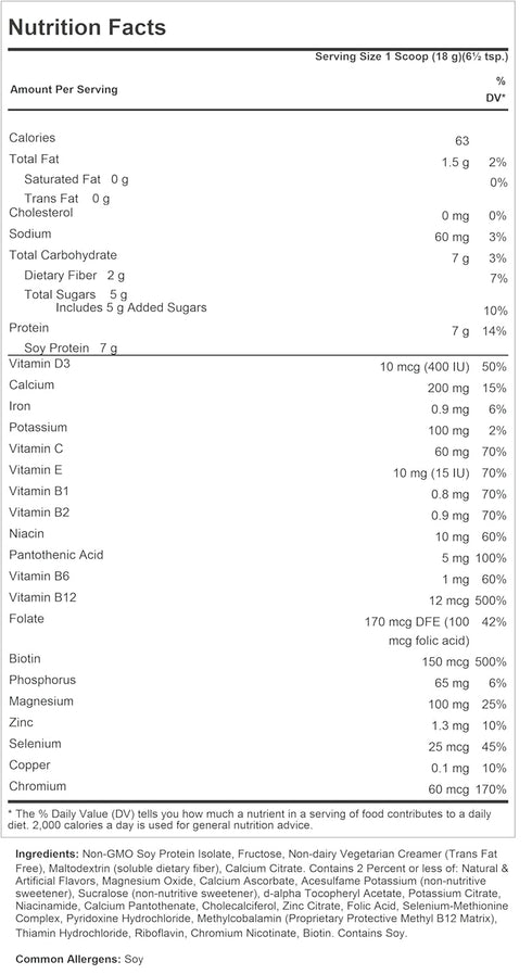 ANDREW LESSMAN Secure Soy Complete Meal Replacement - Vanilla - 10 Servings, 63 Calories, 7g Non-GMO Soy Protein