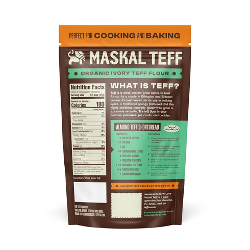14 (6 pack) Maskal Teff Organic Ivory Teff Flour, Ounce