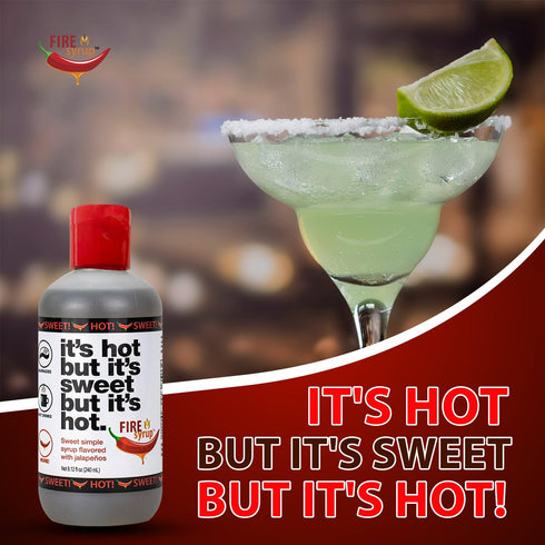 2 Pack- 8 Oz Fire Syrup - Jalapeno Simple Syrup It's Hot But It's Sweet But It's Hot! - Each Bottle of Jalapeno Infused