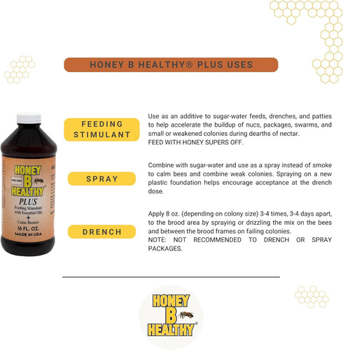 Honey B Healthy 16 oz. Plus Bottle, Feeding Stimulant with Essential Oils + Cedar Booster