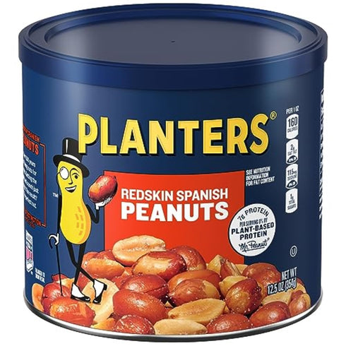 PLANTERS Redskin Spanish Peanuts, Roasted Salted Peanuts 12.5 oz Jars (Pack of