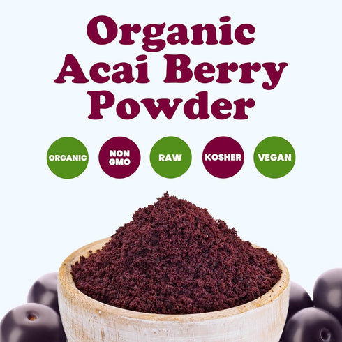 8 Food to Live Organic Freeze-Dried Acai Berry Powder, Ounces - Non-GMO, Kosher, Raw, Vegan, Unsweetened, Unsulfured