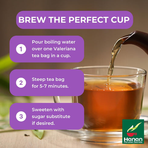 Hanan Valerian Root Tea for Bedtime - 25 Bags Herbal Calming Night Tea, 100% Pure, Caffeine-Free