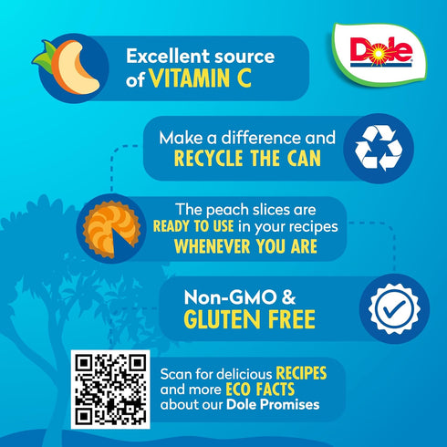 100% 23.5 (Pack 8) Dole Jarred Peaches Sliced Yellow Cling in Fruit Juice, Ounce Jar